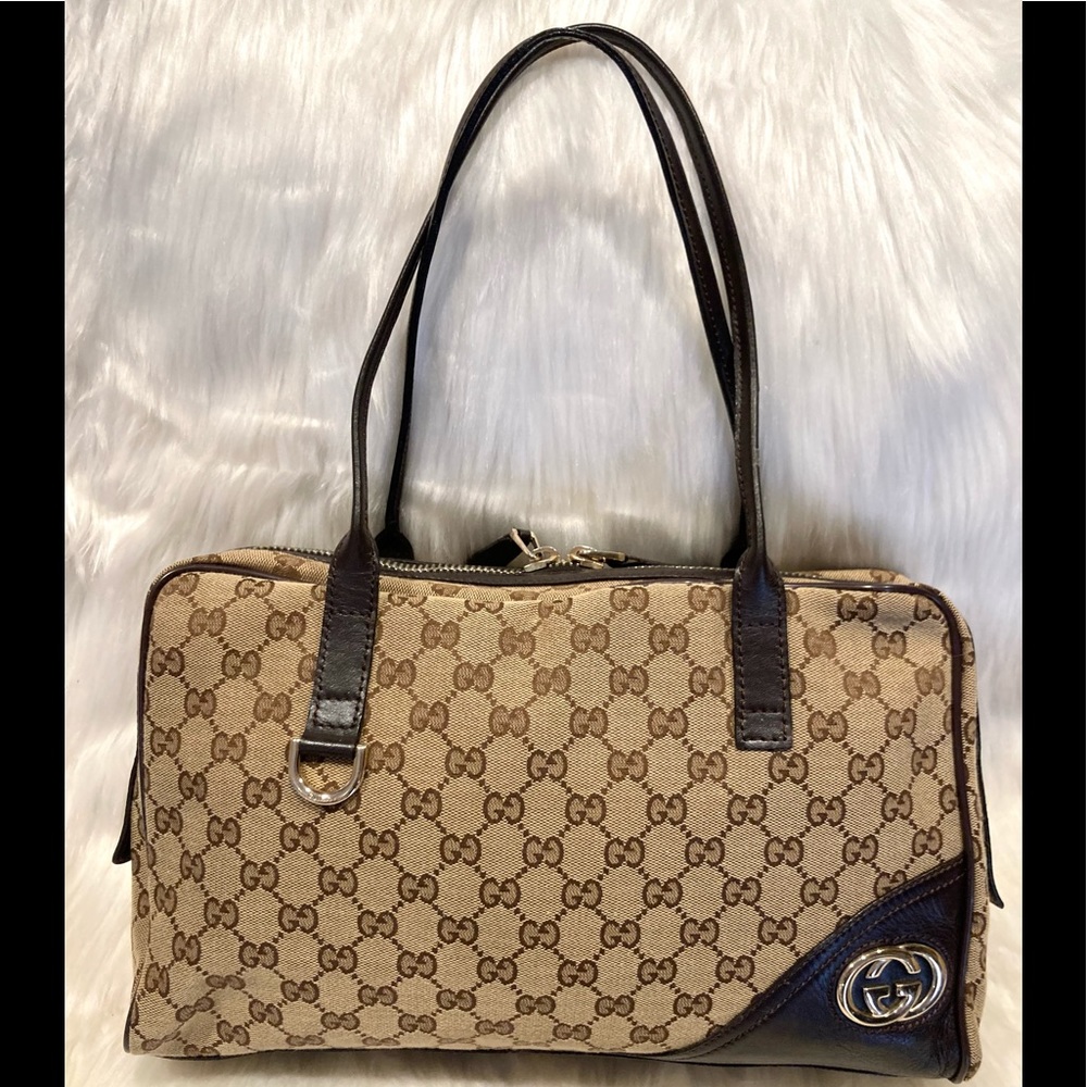 EXCELLENT CONDITION!!! Authentic Gucci GG Monogram New Britt Shoulder Bag Tote